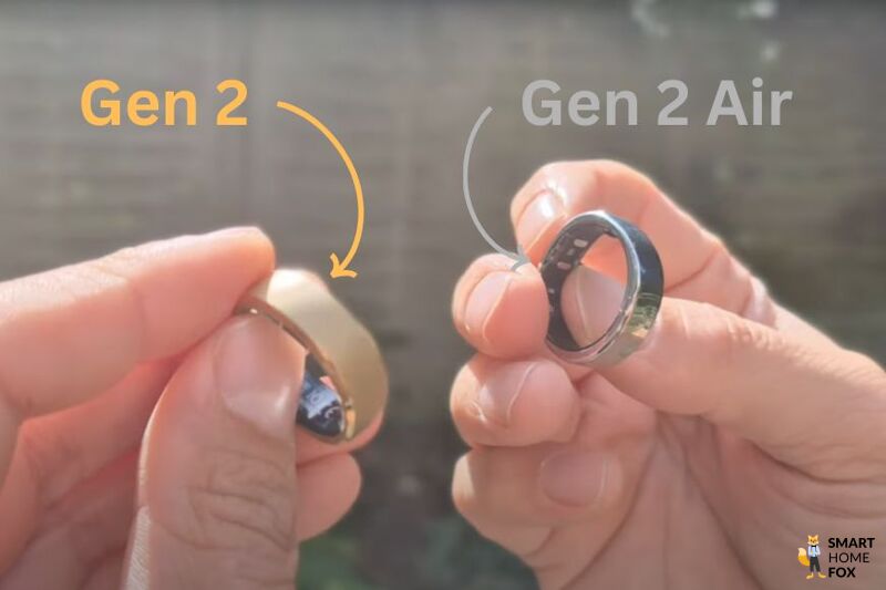 Der RingConn Gen 2 Air wird im Test neben den Gen 2 im direkten Vergleich nebeneinander gehalten.